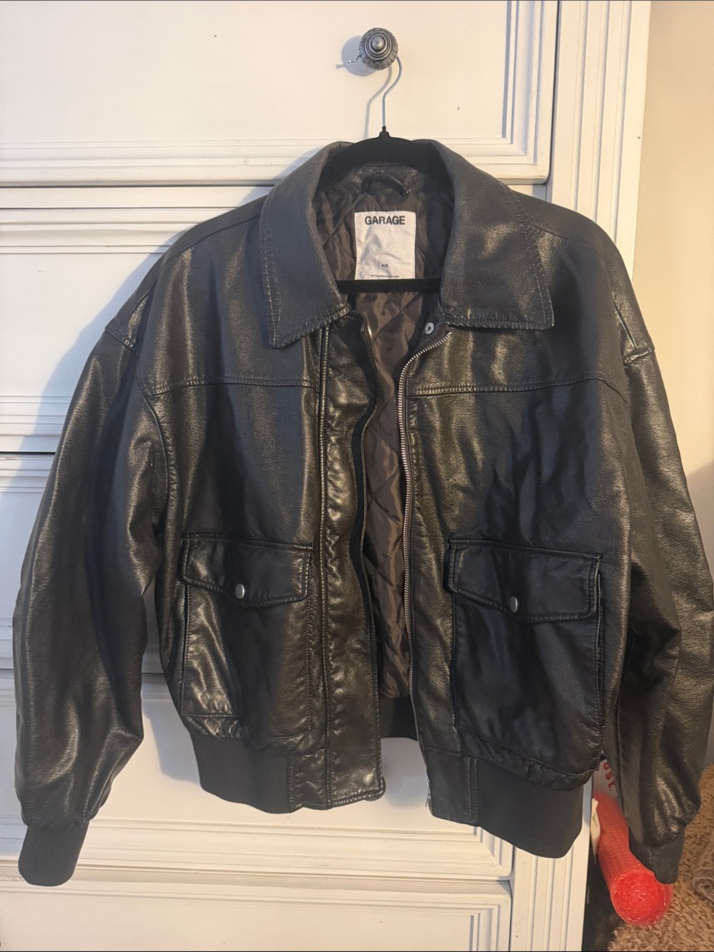 Garage Women’s  Brown Faux Leather Bomber Jacket
